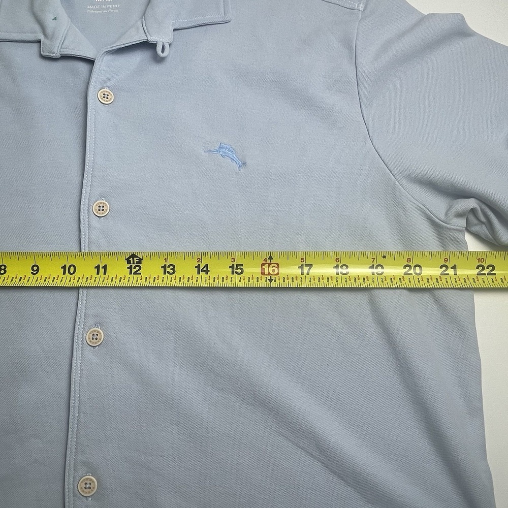 Tommy Bahama Island Zone Medium Blue Supima Camp Loop Collar 37.5 Technology - Picture 10 of 13